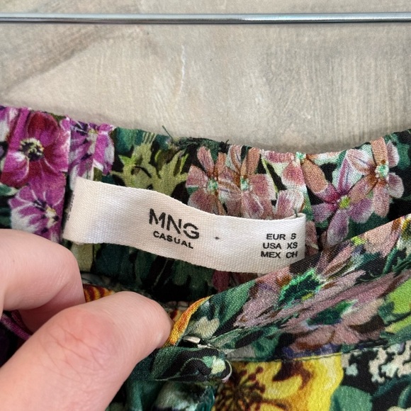 MNG Mango Tropical Floral Pants Emerald Green Birds of Paradise Size Small - Picture 9 of 12